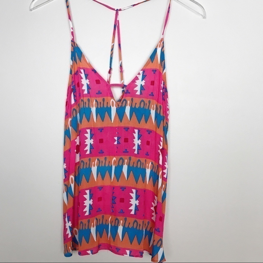 Buddy Love NWT Tank Top Pink/Teal Tribal Print M